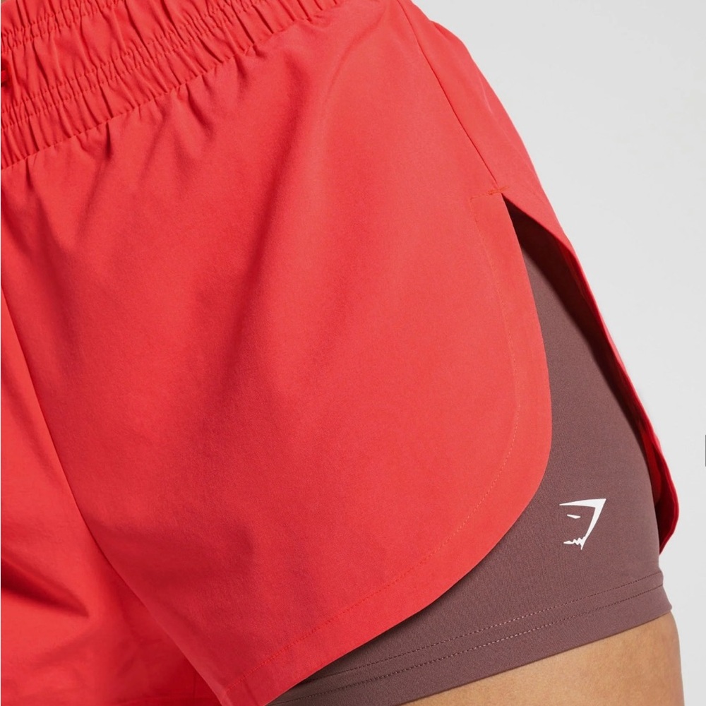 Gymshark Coral and Maroon Athletic Shorts